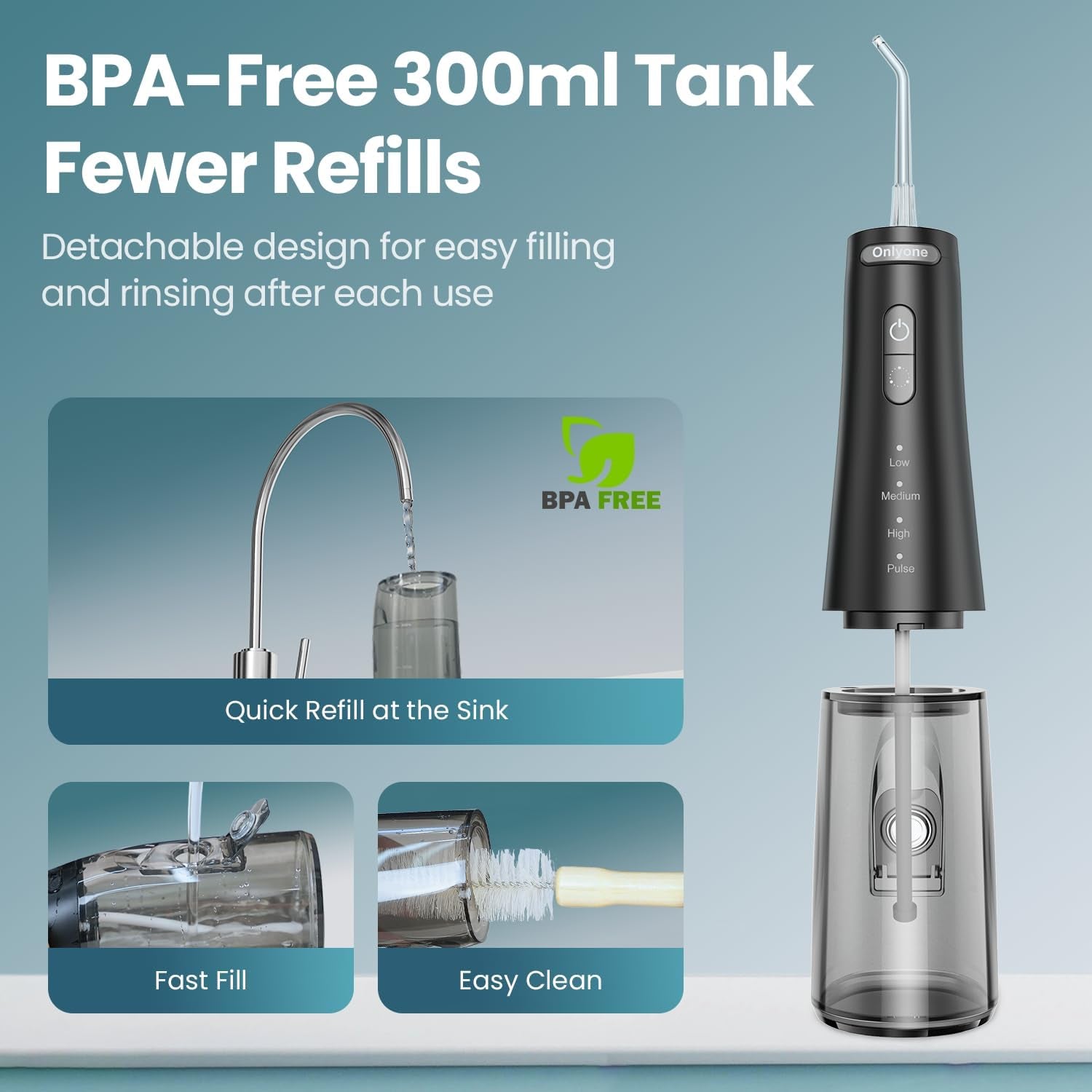 Ultimate Portable Water Flosser - Adjustable Pressure, Rechargeable, 300ml Tank for Orthodontics & Sensitive Gums, Perfect for Home & Travel