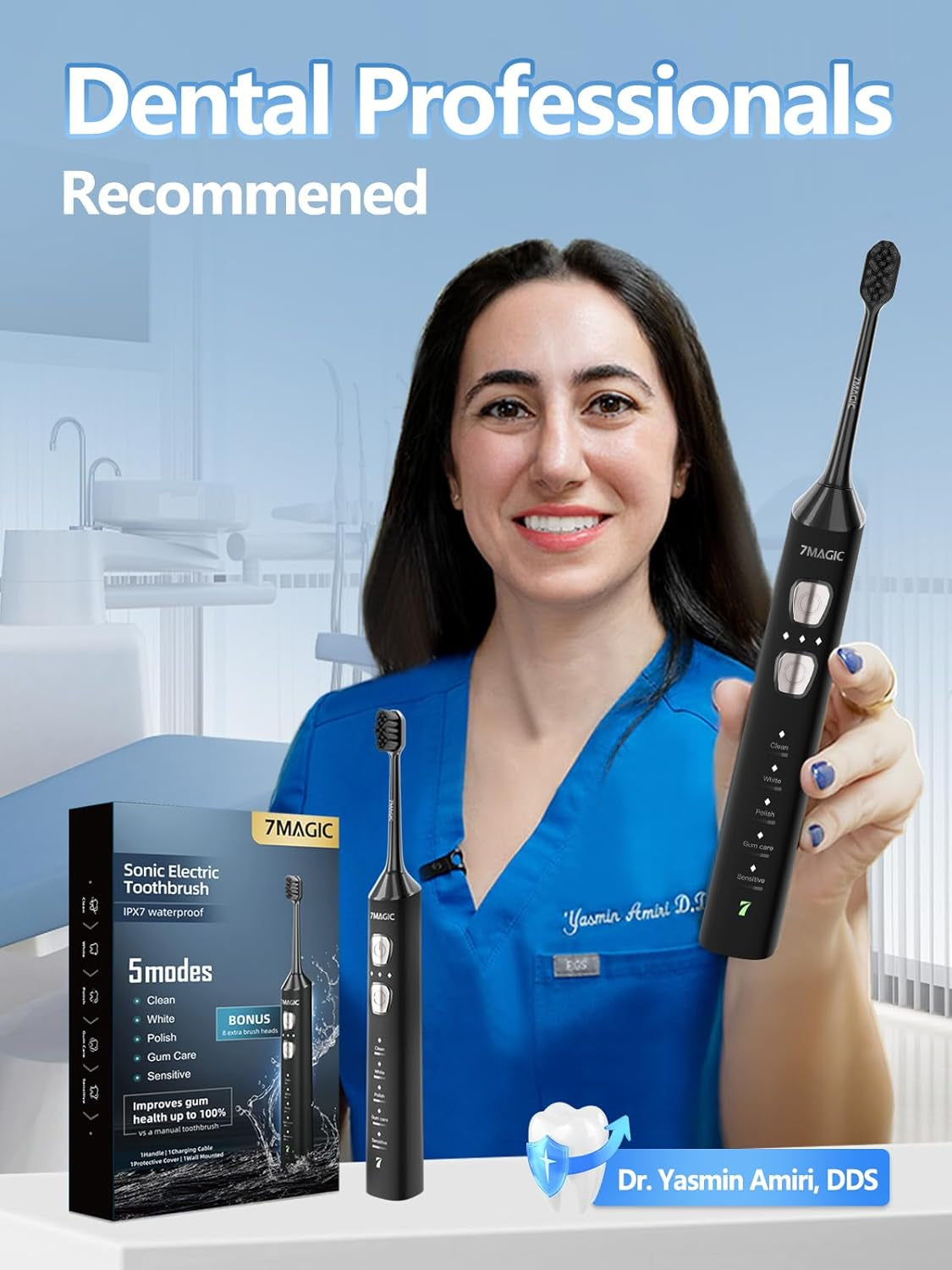 Ultimate Sonic Electric Toothbrush - 180-Day Battery Life, 42,000 VPM, 8 Brush Heads, 5 Modes, Perfect for Adults & Kids, Sensitive Teeth & Braces Care, Smart Timer, IPX7 Waterproof, USB-C Charging